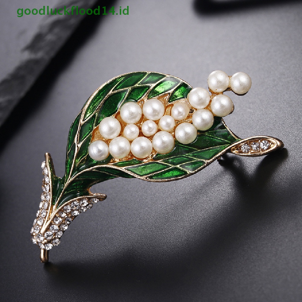 [GOOGFOUR] Enamel Tanaman Bunga Mutiara Kerah Lapel Bros Pin Hadiah Perhiasan Buket Pengantin [TOP]