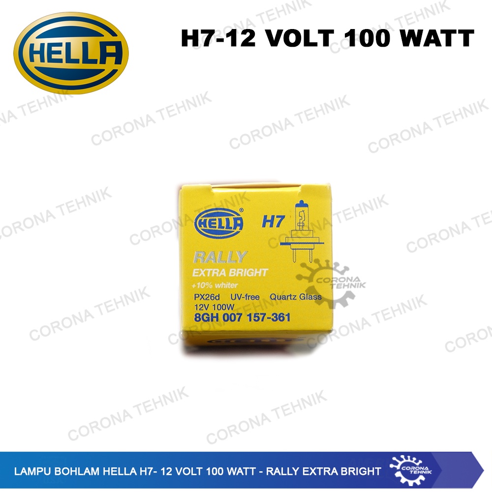 H7 - 12 Volt 100 Watt - Rally Extra Bright Lampu Bohlam Hella