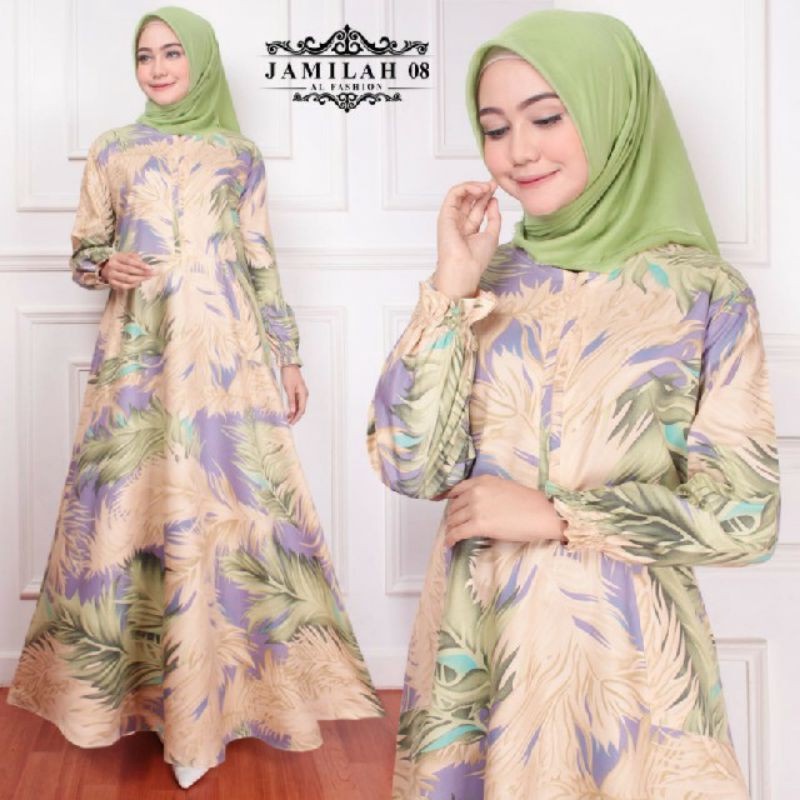 YA 483 - Maxy Dress Motif Homey Dress Gamis Wanita Muslim Katun Apel