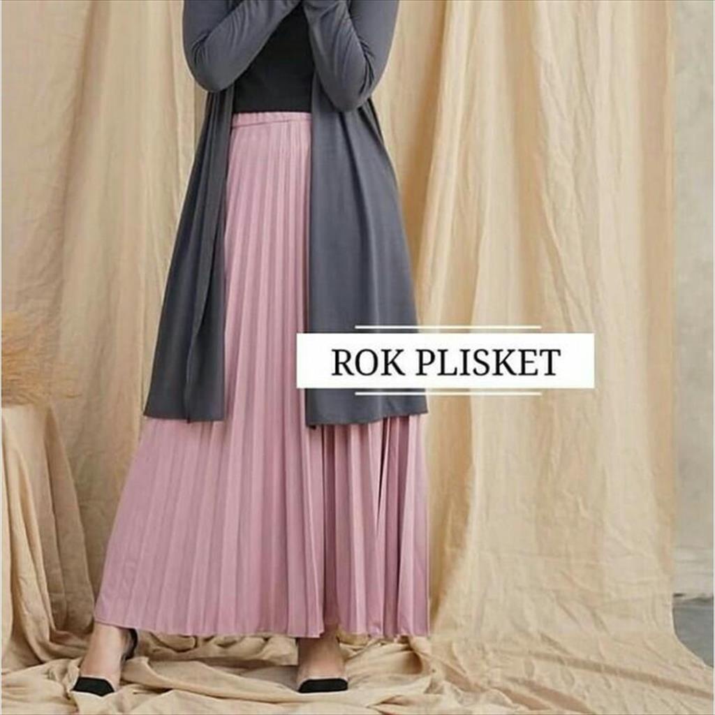 OTS 179. Rok Plisket Bawahan Wanita Rok Rempel Besar Bahan Hyget