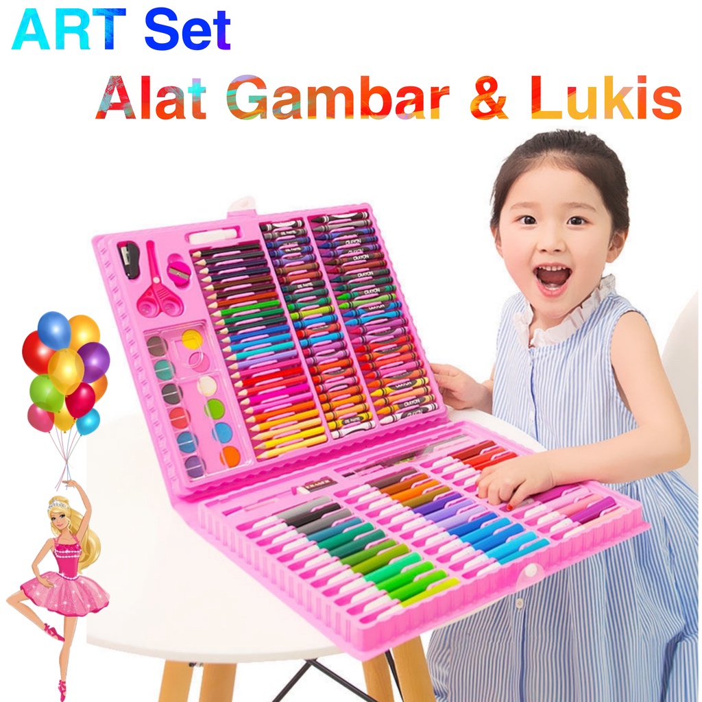 Jual Peralatan Gambar Lukis / Pensil Warna 1 Set / Colouring Set 150 ...