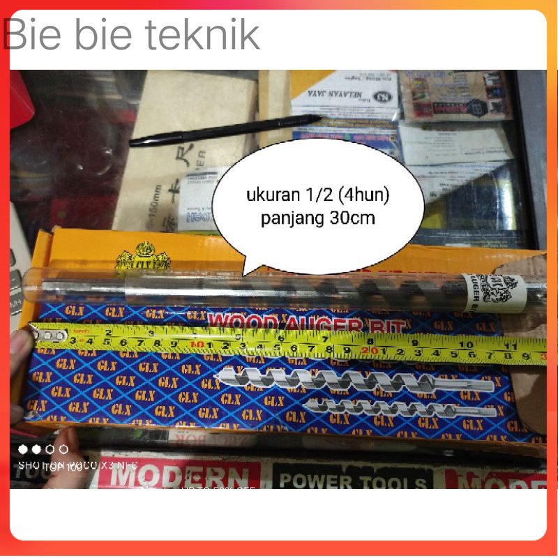mata bor kayu 1/2(4hun) panjang 30cm . Bie bie teknik