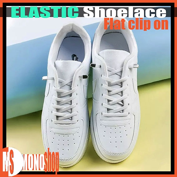 lazy lace elastic shoelace tali sepatu elastis dengan clip on lock model flat