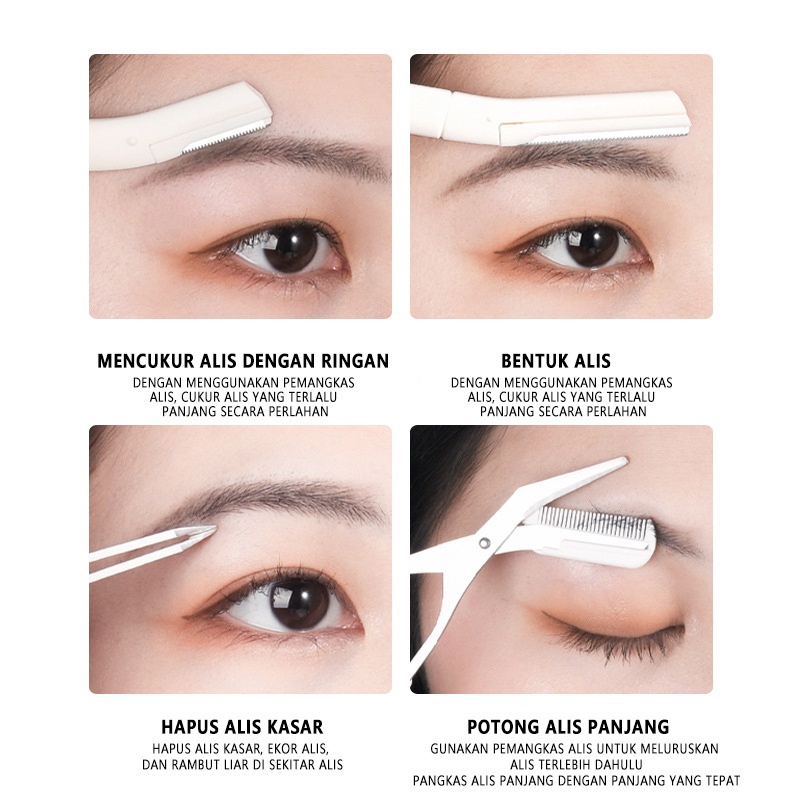 MAANGE 4PCS/SET Gunting Alis / Pisau Alis / Cukur Alis / Gunting Cukur Rambut / Alat Pencukur Alis / Gunting Bulu Mata / Alat Merapihkan Alis / Kualitas Tinggi 1253