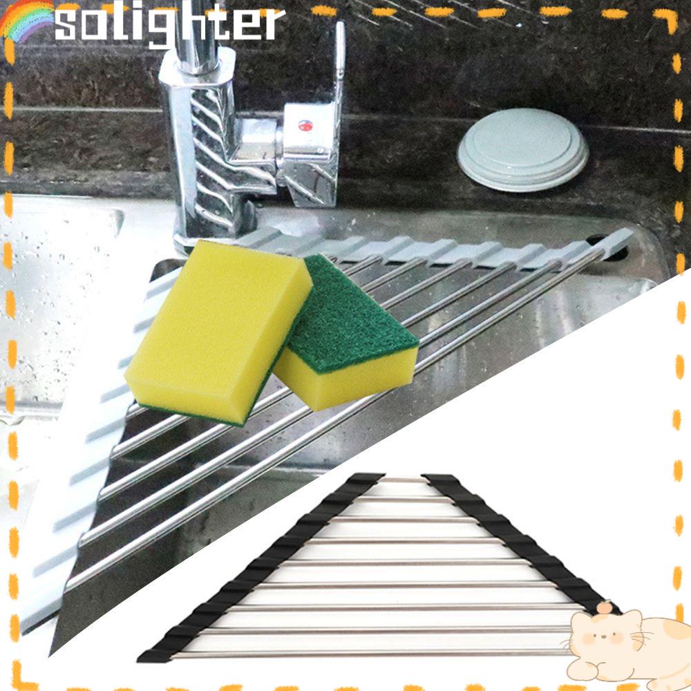 Solighter Triangle Drying Rack Foldable Fruits Drainer Basket Rak Penyimpanan Sayur Pembersih Segitiga