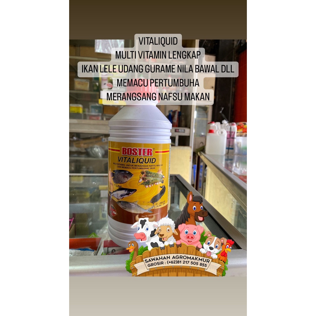 boster vitaliquid multivitamin vitamin nafsu makan ikan pembesaran ikan udang lele nila vitamin gura
