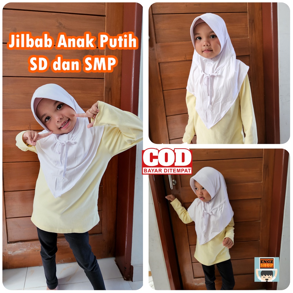KERUDUNG SEKOLAH PUTIH Bergo HIJAB Instan SD & SMP