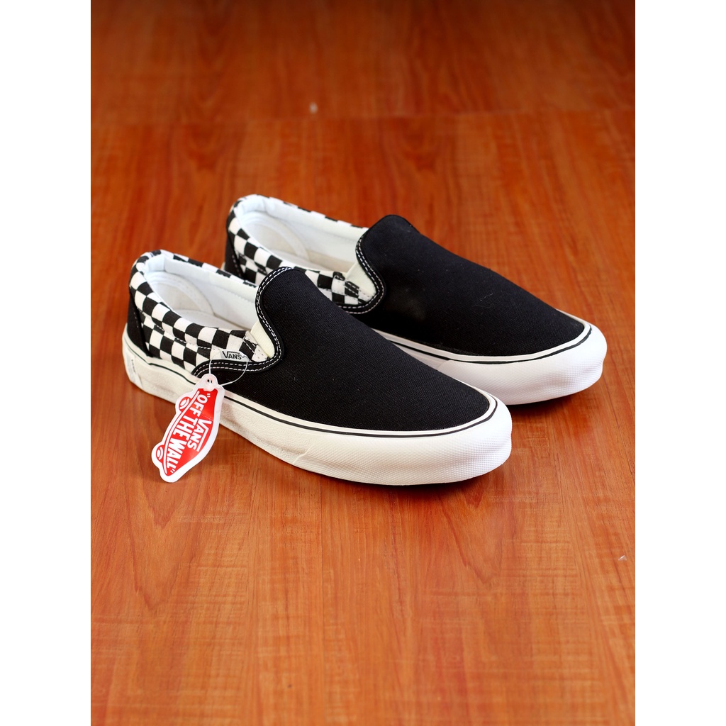 New Sepatu Slip on Chekerboard Black White Clasic Premium