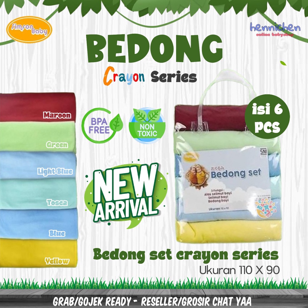 SIMSON BABY BEDONG POLOS CRAYON SERIES ISI 6 PCS BEDONG BAYI UK 90X110CM