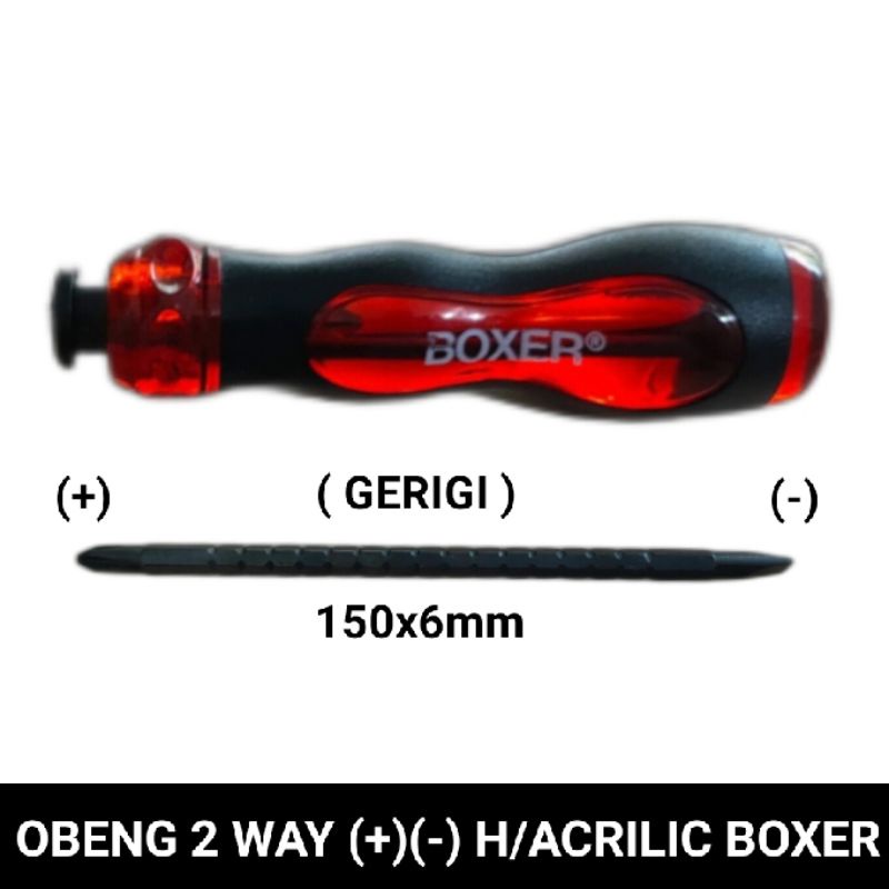 obeng 2 way 4&quot;-6&quot; (+)(-) h/acrilic ( anti pecah ) boxer