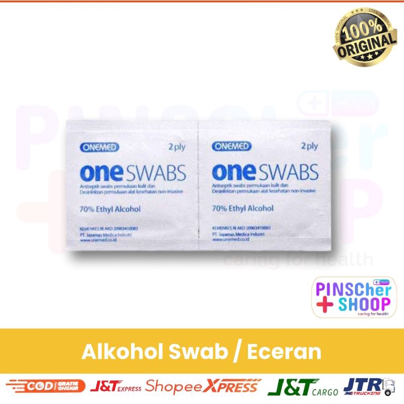 Alkohol Swab OneSwab Tisue Alkohol Antiseptik Eceran Harga / 2 Pcs