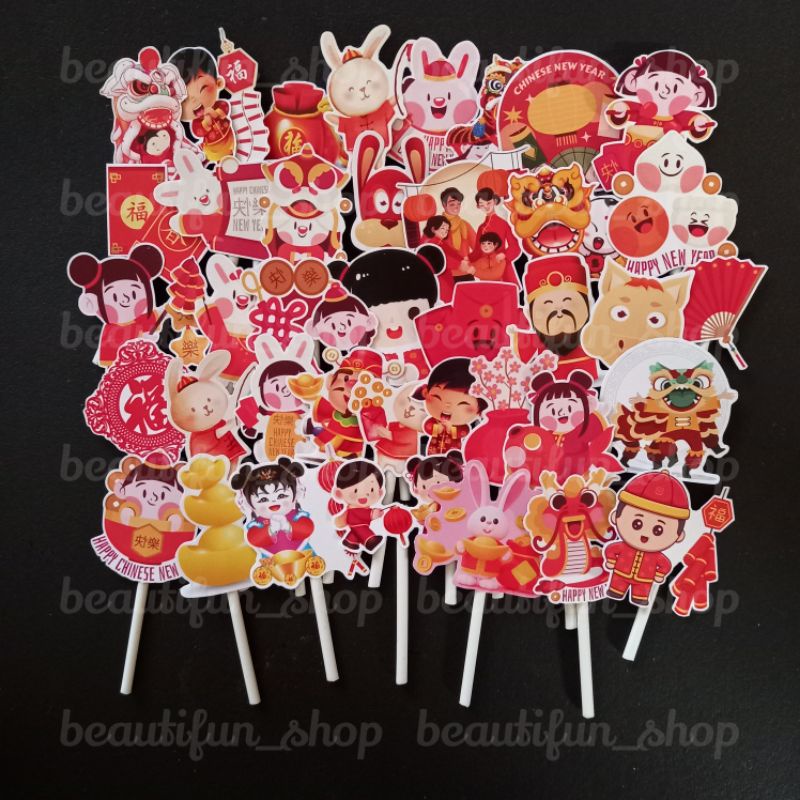 Topper imlek 2025 topper imlek mini hiasan kue tema imlek topper pudding imlek mini topper puding im