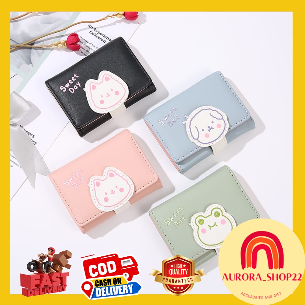 [COD] DOMPET LIPAT MINI ALA KOREA MOTIF BERUANG LUCU CUTE DOMPET ALA KOREA DOMPET FASHION WANITA