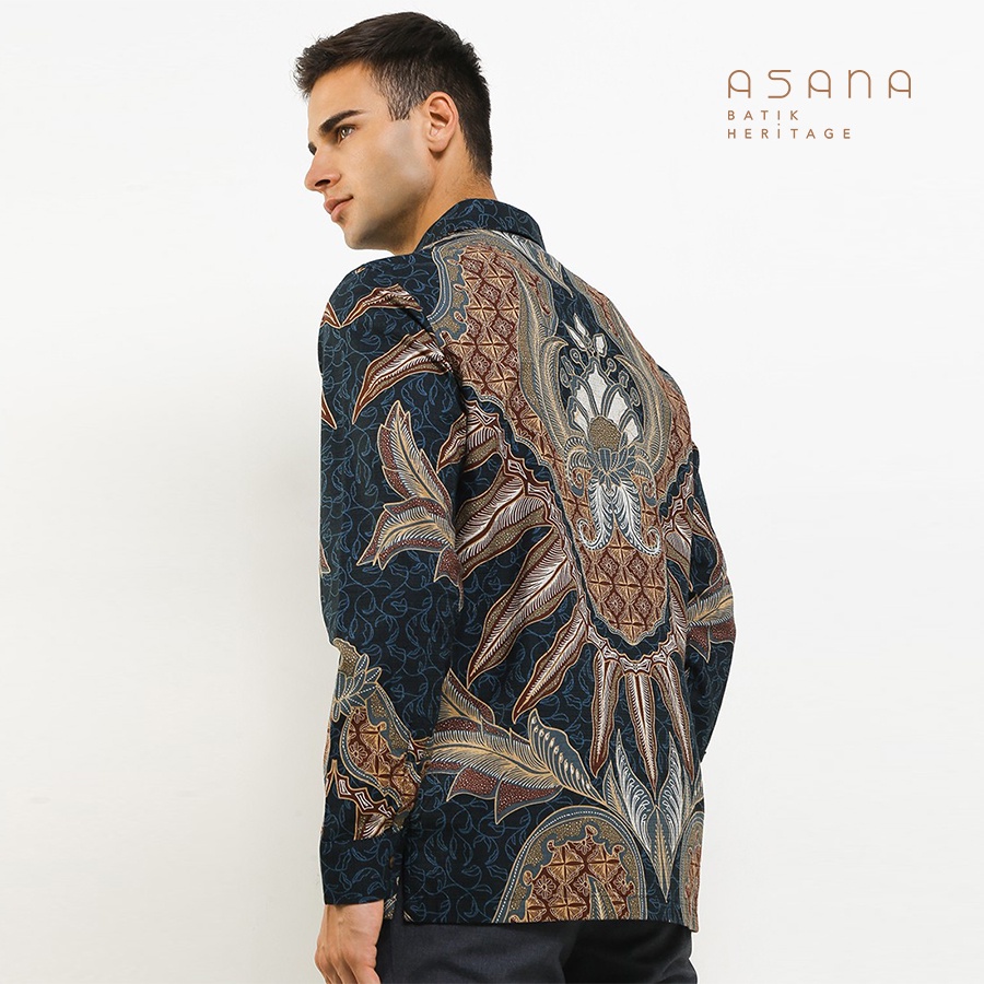 Kemeja Asana Batik Lengan Panjang Dalla - Navy