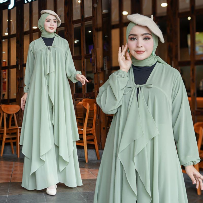 setelan kalong lengan panjang terbaru+celana kulot payung//gamis wanita terbaru