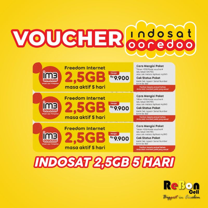 Vocher indosat 2.5gb-5hari