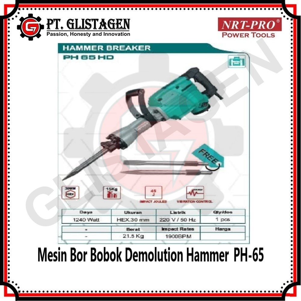 NRT-PRO PH65 Mesin Jack Hammer / Demolition Hammer / Mesin Bobok Beton