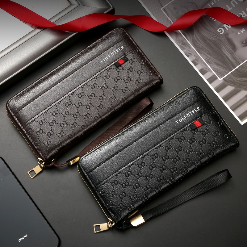 Dompet Panjang Pria Fashion Korea Style Kasual Dompet Clutch Cowok Zipper Men Wallet PU Satu7an D98