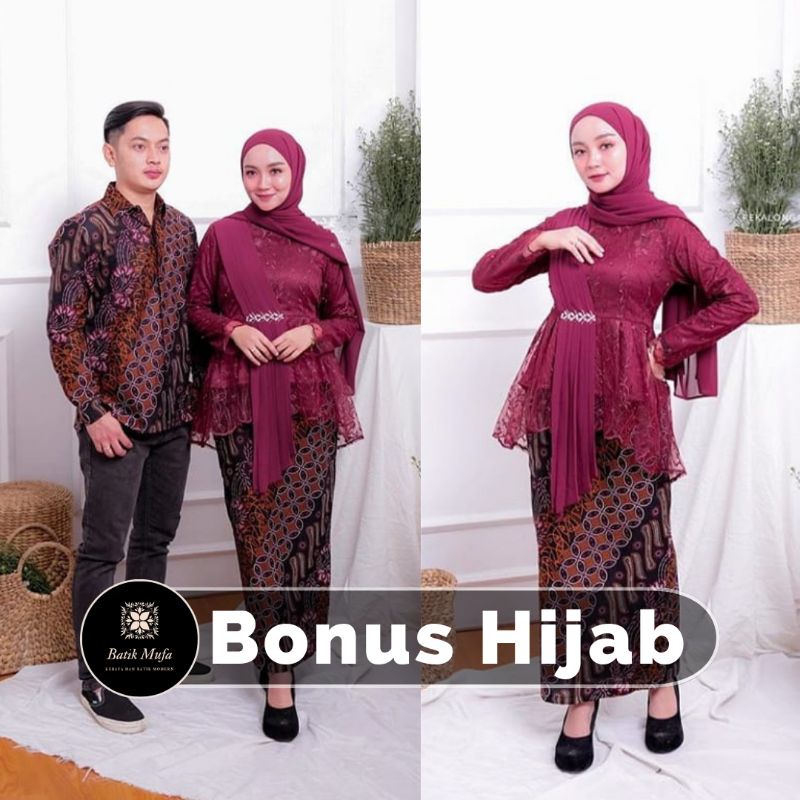 Kebaya couple amalia maroon | kebaya modern kebaya wisuda kebaya lamaran tunangan