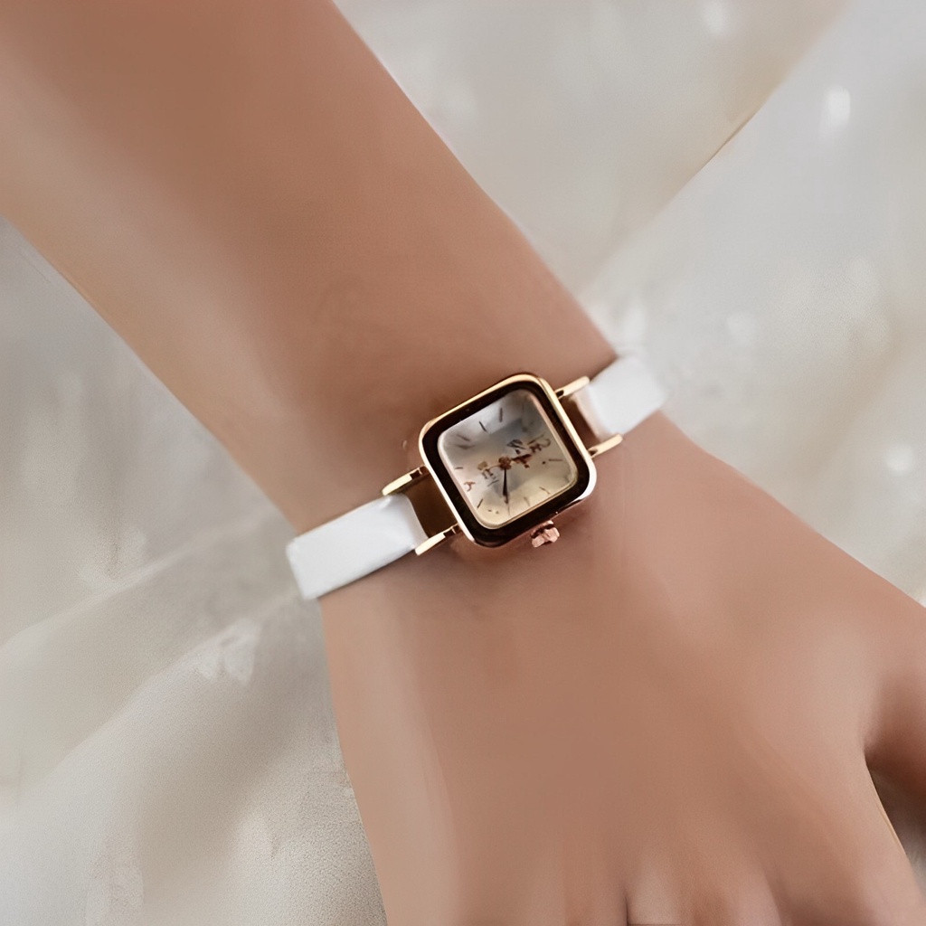 ✅COD KUMA Jam Tangan Kecil Wanita Strap Pu Analog Fashion Quartz Dial Kotak / Jam Tangan Casual Wanita