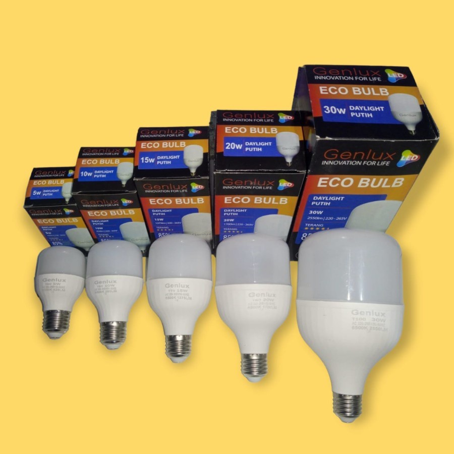 Lampu Bohlam LED Genlux Eco Bulb 5W/10W/15W/20W/30W Cahaya Putih - YS Shop