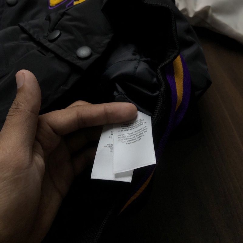 VARSITY JACKET LAKERS - AUTHENTIC HITAM COMBY CREAM FULLTAG &amp; LABEL