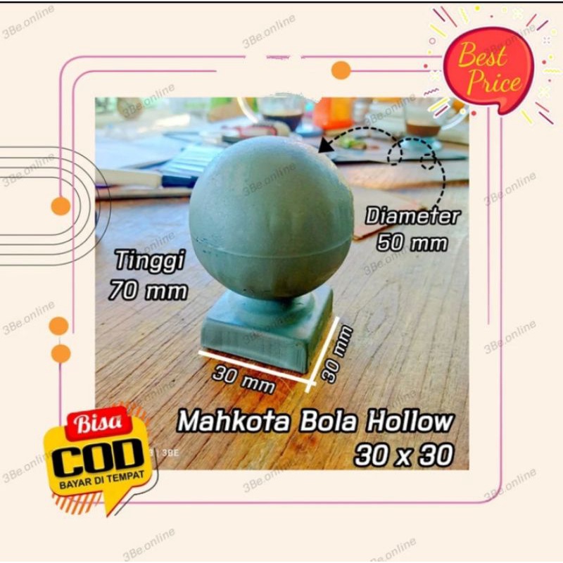 mahkota bola pipa hollow 30x30 aksesoris ornamen pagar besi hollow 30x30