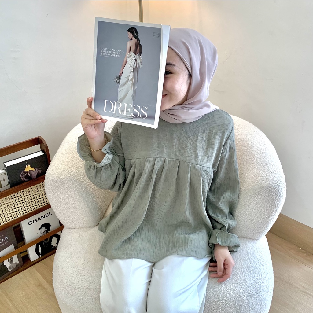 BERLYANNE - Aisha Blouse - Atasan Wanita - Kemeja Wanita - Pakaian Wanita - Blouse Wanita - Baju Len