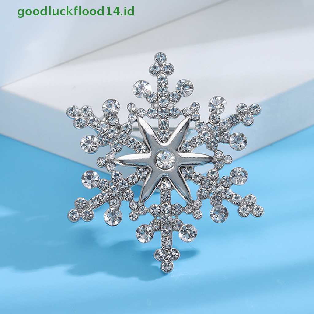 [GOOGFOUR] Fashion Pin Menawan Kristal Berlian Imitasi Bros Natal Snowflake Bros Natal Bros Hadiah [TOP]