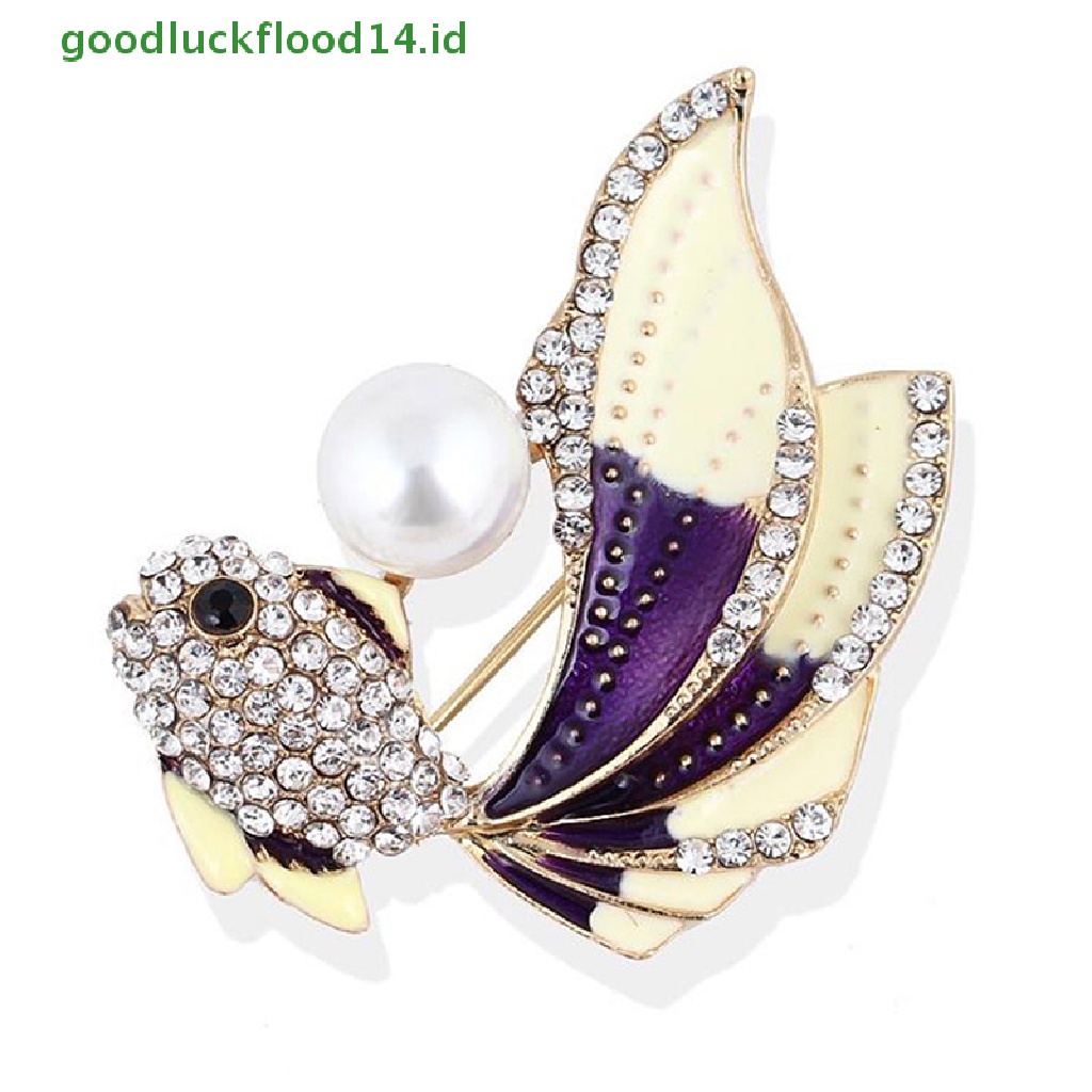 [GOOGFOUR] 1pc Kristal Berlian Imitasi Ikan Mas Bros Wanita Brooch Pin Aksesoris Pakaian [TOP]