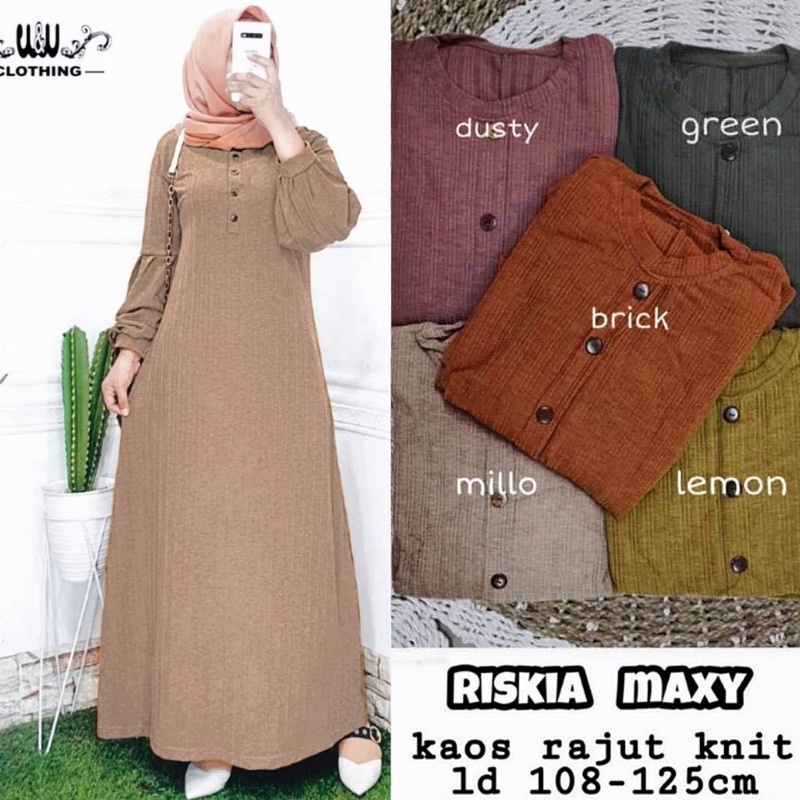 Riskia Maxy LD104 - Gamis Knit Rajut Tangan Balon / 525-7159