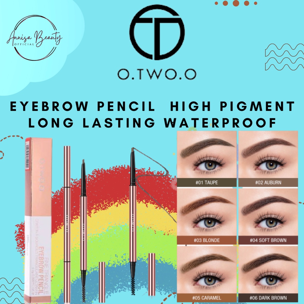 [100% ORIGINAL][READY]O.TWO.O 2 IN 1 Eyebrow Pencil  High Pigment Long Lasting Waterproof Brow Makeup Tahan AIR Tahan Lama