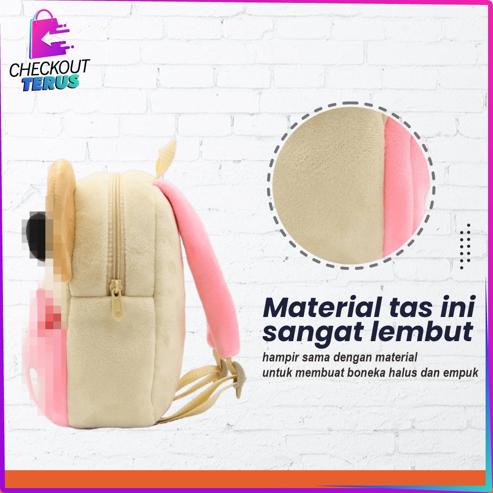 CT T41 Tas Ransel Anak Backpack Anak Karakter Hewan Bahan Boneka Ransel Anak Sekolah Karakter Animal