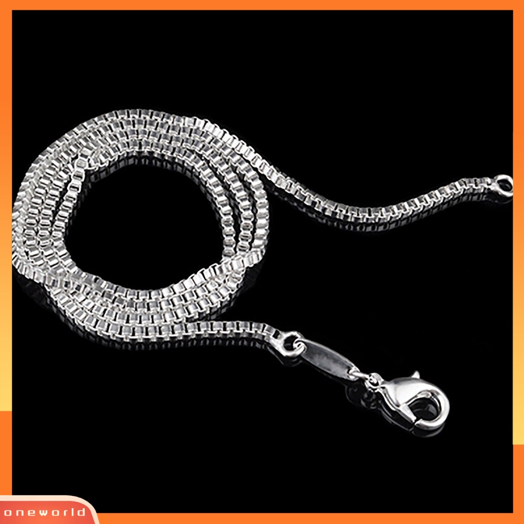 {oneworld} Perhiasan Kalung Rantai Kotak Sterling Silver Unisex 1.4mm16.18.20.22.24inch 925 Untuk Pesta Pernikahan