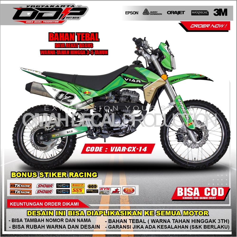 DECAL VIAR CROSS 250 FULL BODY STIKER DEKAL VIAR CROSS BANYAK PILIHAN WARNA MODEL TERBARU BISA RUQES