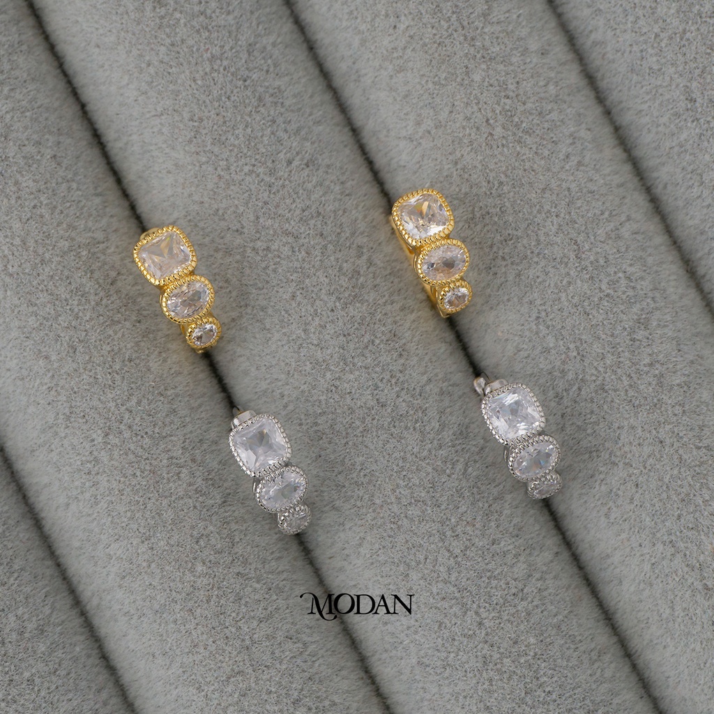 Modan - Holiday Collection Geometric Shaped Square Huggie Gold Filled / White Gold Filled Earrings A