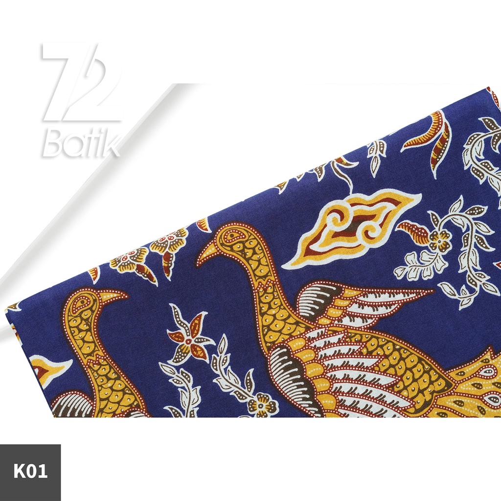 KAIN BATIK PREMIUM Bahan Katun Motif Burung Merak Biru 722685 Cap 72 Jarik Jarit Samping Kebat Panjang Batik Katun Modern Premium Bahan Seragam Batik Pernikahan Kantor Keluarga Murah Kamen Jadi Batik Bali Lembaran