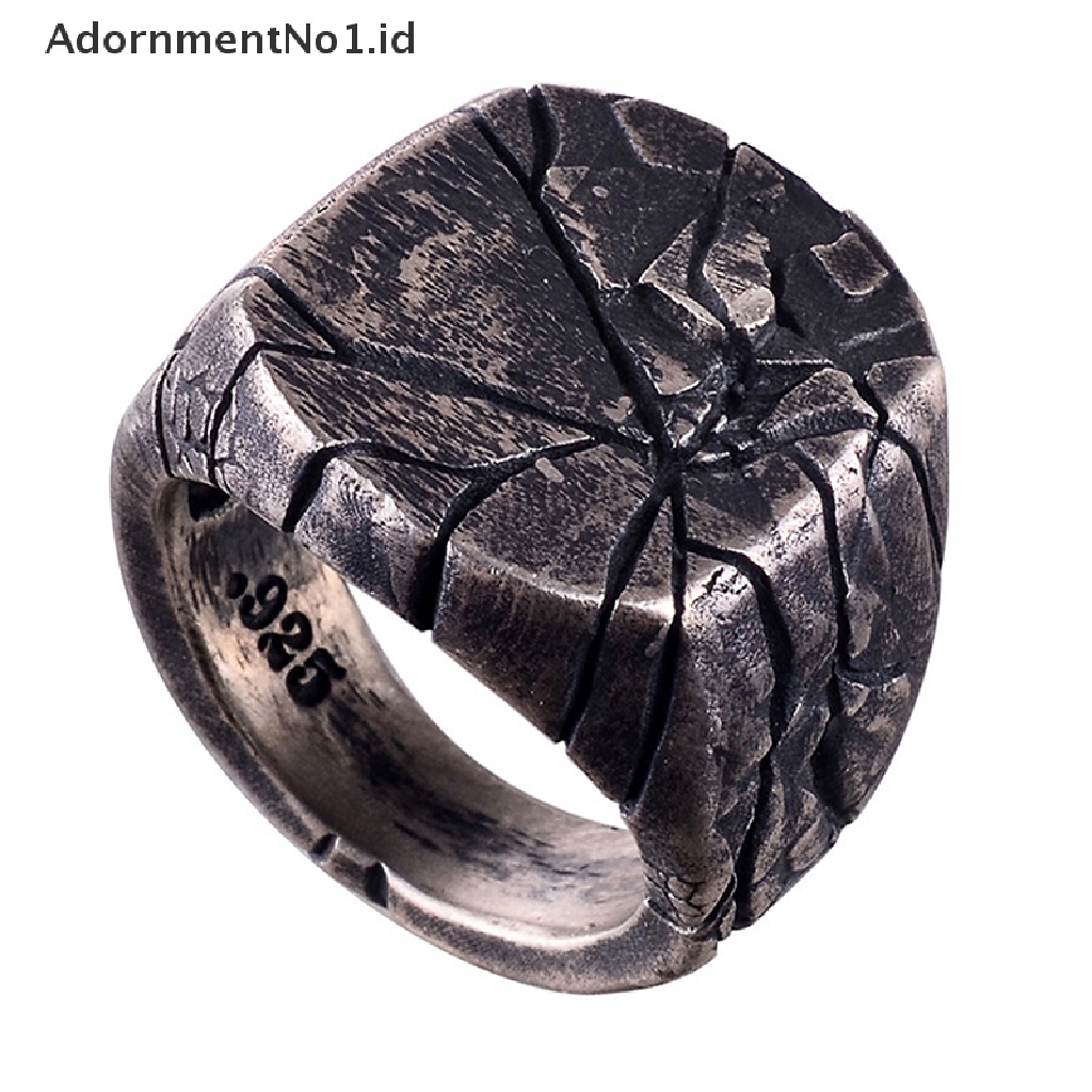 [AdornmentNo1] Fashion Vintage Pria Cincin Baru Retro Tren Hip Hop Punk Cincin Tidak Teratur Garis Geometris Retak Jari Telunjuk Cincin Perhiasan Pria [ID]