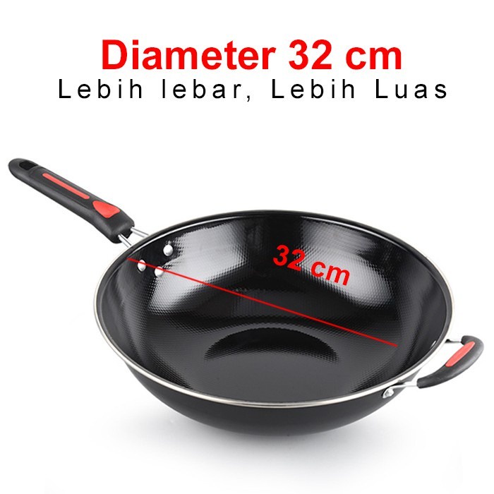 COD WAJAN CG-8 Wajan Penggorengan Stainless Steel 34cm Frying Pan Wajan Enamel Anti Lengket Tahan api anti gores-TERMURAH