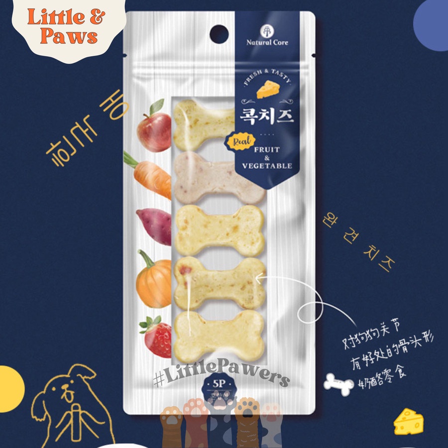 Natural Core Korea Cheesy Bones 5 rasa / Snack Anjing / Dog Treat Snack Anjing Keju Sayur Daging