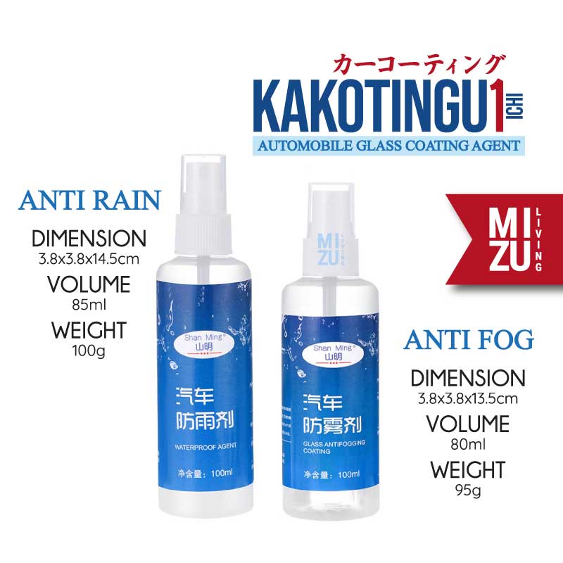 MIZU KAKOTINGU-ICHI Automobile Glass Coating Agent Spray Rainproof Kaca Mobil Cairan Anti Hujan Semprotan Anti Embun