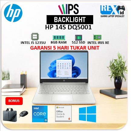 HP 14S I5 1235U 512SSD 8GB INTEL IRIS XE FHD IPS W11 + OHS