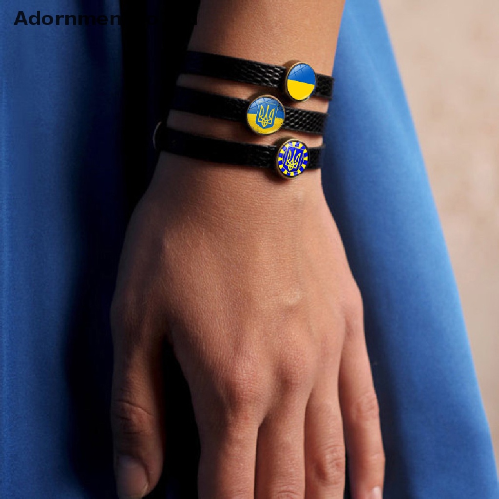 [AdornmentNo1] Perhiasan Gelang Manik-Manik Bendera Lambang Trisula Bangle Kulit PU [ID]