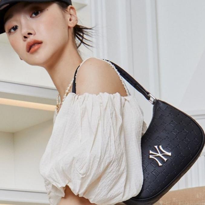 Jual MLB Monogram Hobo Bag NY Yankees - Black Original 2023