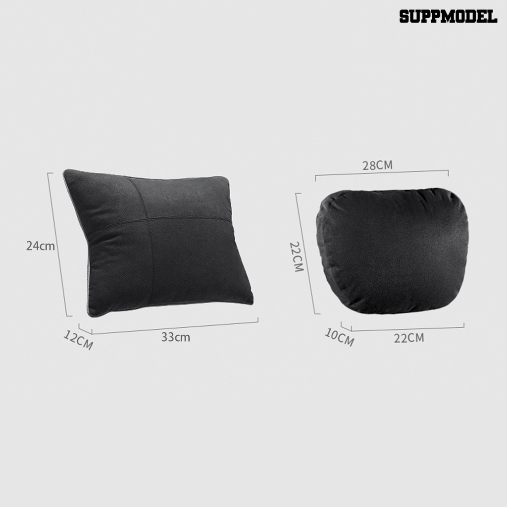 [SM] 2pcs/set Bantal Sandaran Kepala Tekstur Lembut Nyaman Bernapas Removable Tahan Aus Penyangga Leher Punggung Desain Ergonomis Car Lumbar Support Cushion Untuk Mobil