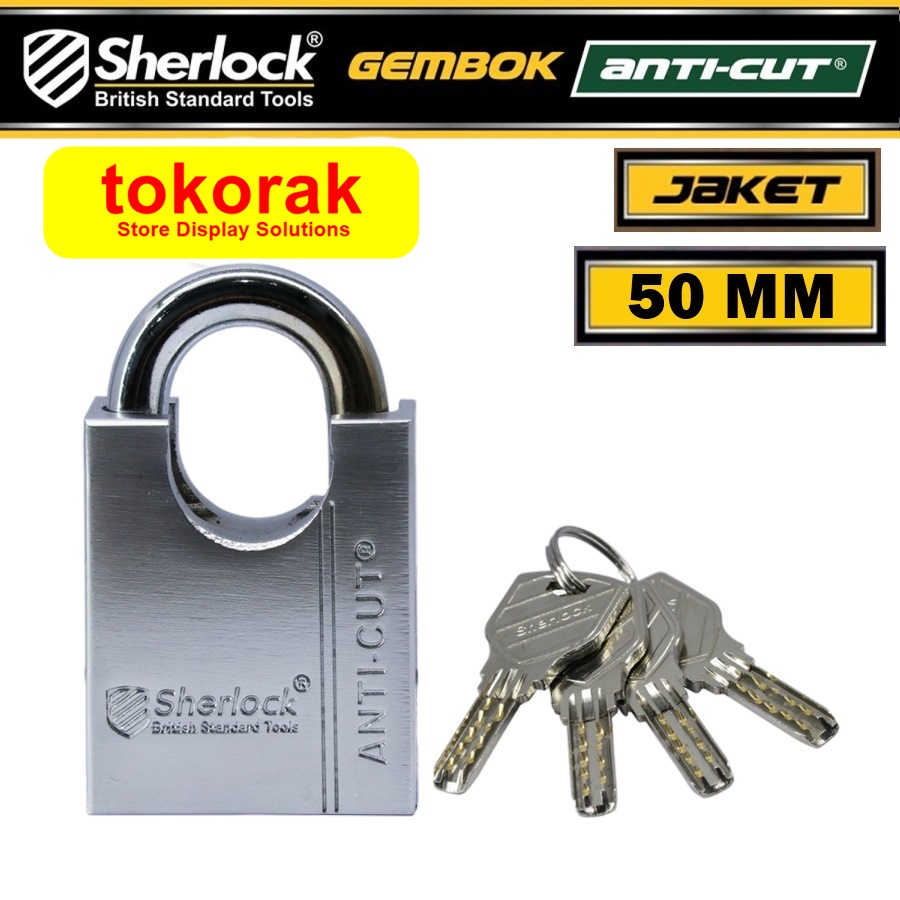 GEMBOK SHERLOCK JACKET ANTICUT 50 MM PENDEK PADLOCK JAKET ANTI CUT