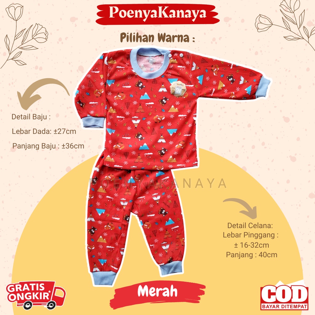 Setelan Baju Bayi Piyama Bayi PANJANG OBLONG PRINTING Saffenda SNI 6-12 Bulan SPY198