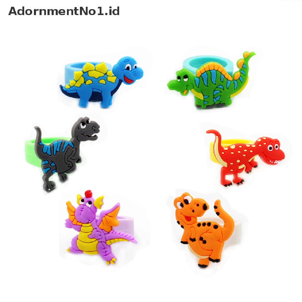 [AdornmentNo1] Cincin Dinosaurus Cincin Anak Kartun PVC Karet Lembut Dinosaurus Dekorasi Pesta Ulang Tahun Anak Nikmat Hadiah Kecil [ID]