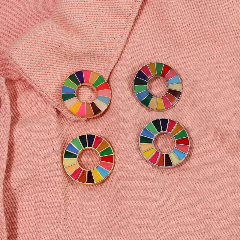 Gawang Pembangunan Lestari Kreatif Pin Enamal Pbb SDGs Pin Bros Lencana Fashion Rainbow Pin