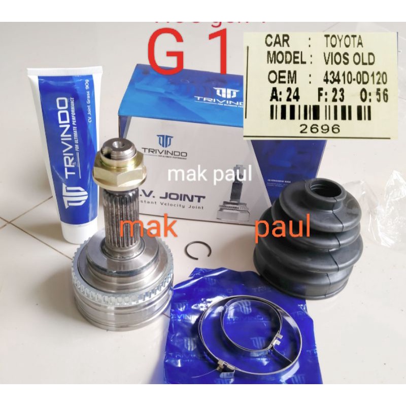 CV joint join luar VIOS G / LIMO / gen1 2003 2004 2005 2006 THAILAND